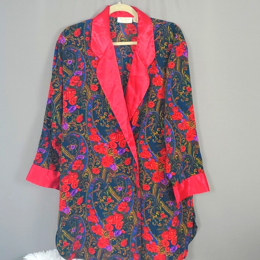 80's/90's, Boho Chic, Granny Chic, Vtg VS Rose & Paisley Robe/Night Shirt,Size M